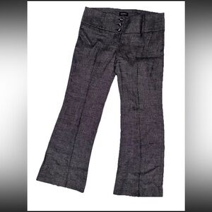 BEBE VTG Y2K Office Siren Flare leg Dress Pants Charcoal Linen Blend 3 Button 6